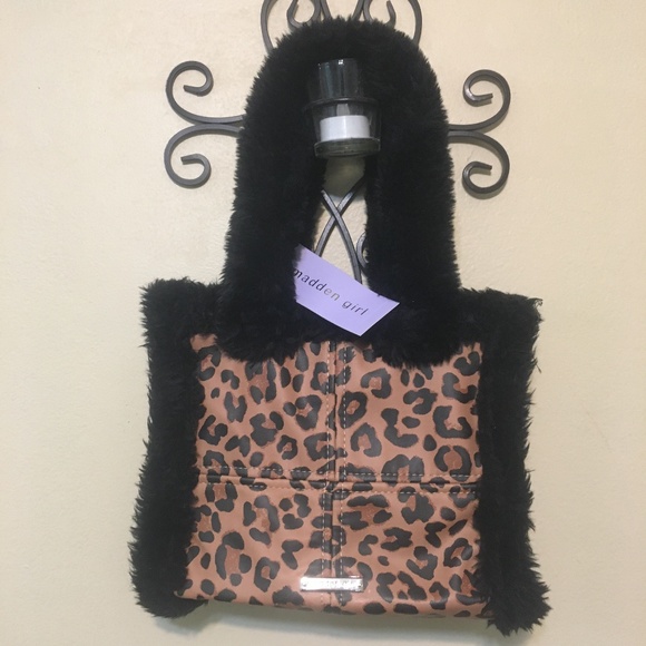 Madden girl faux fur leopard print tote - Picture 1 of 8